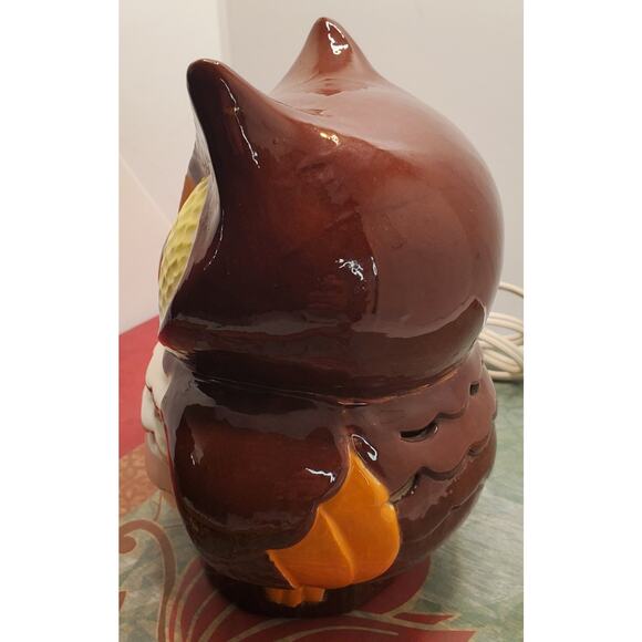 Vtg Ceramic Brown Owl Bedside Night Light Up Eyes 6 Inch Electric Switch Lamp - Picture 4 of 15